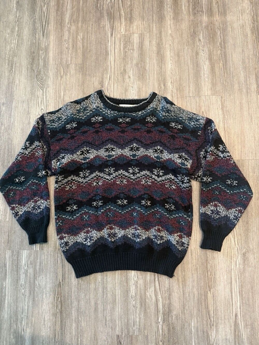 Vintage Royal Knight Geometric Sweater Mens XL 90s Grandpa Knit Pullover